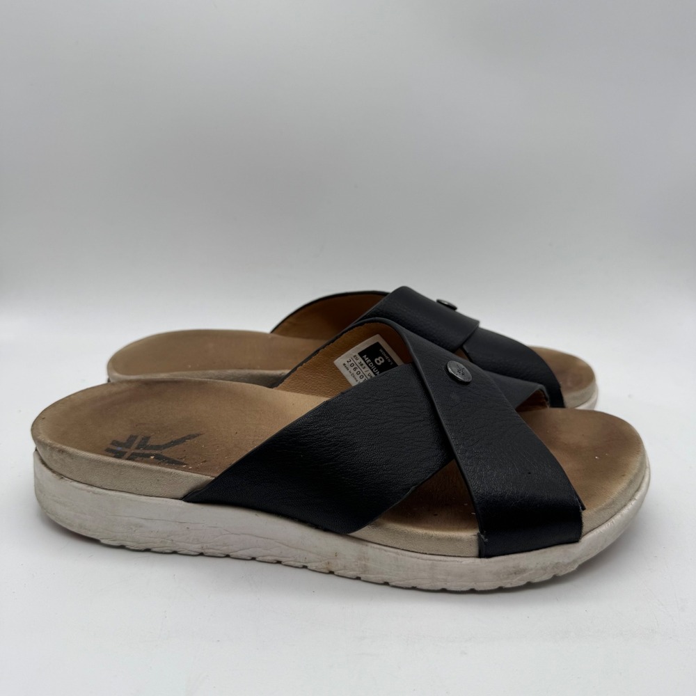Kuru Breeze Womens Size 8 Black Ivory Walking Outdoor Straps Slide‎ Sandals